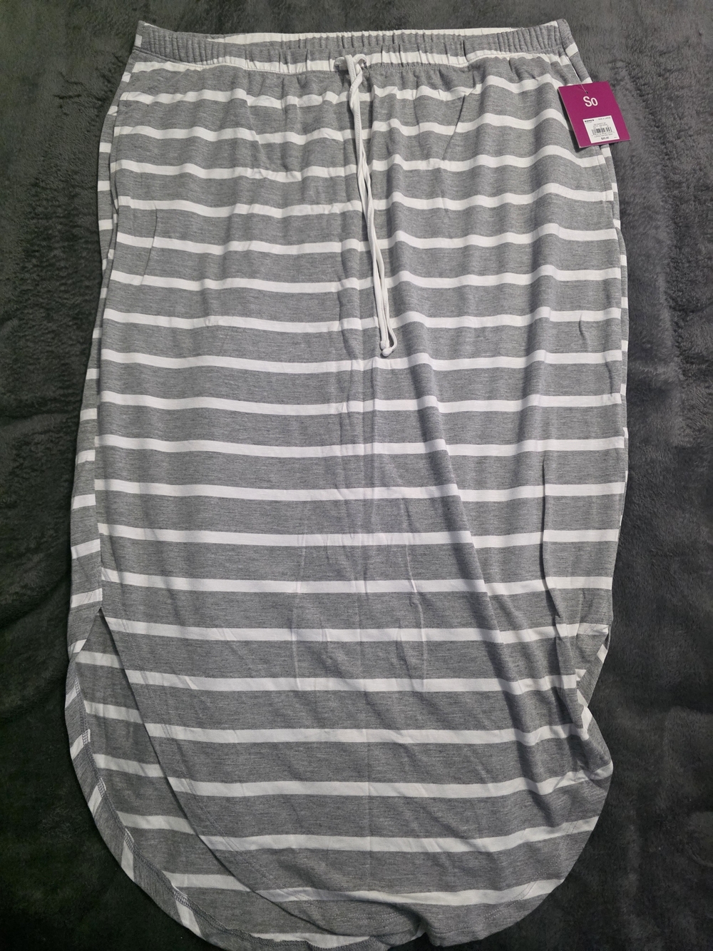 Kohl's Gray and White Striped Pull-On Maxi Skirt